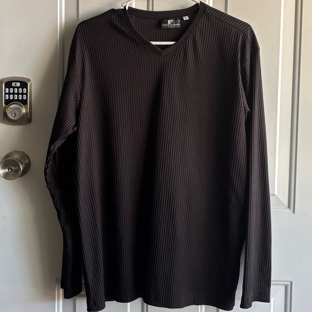 Positano Men’s Black ribbed V-Neck Top vintage
